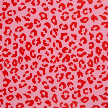 50x70 cm Zuschnitt Kunstleder Happy Leo rosa/rot by Cherry Picking von Swafing